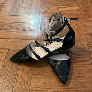 Zara Patent Leather Flats with Ankle Straps